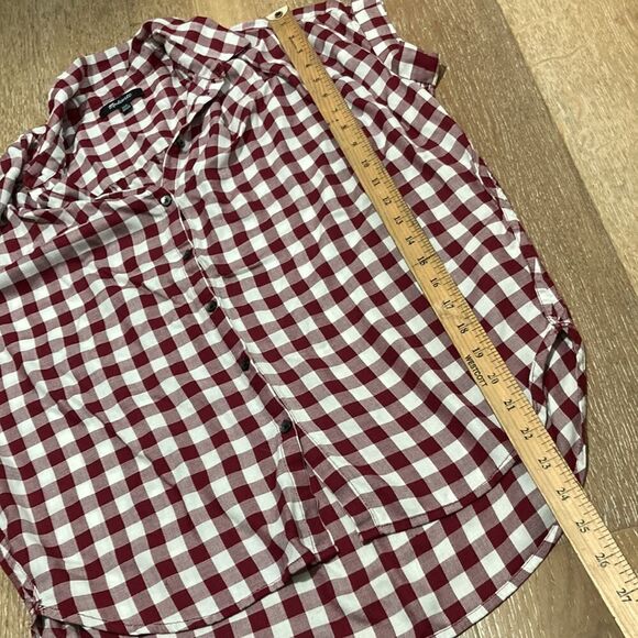 Madewell burgundy and white checked oversized blouse size XXS - Picture 6 of 7